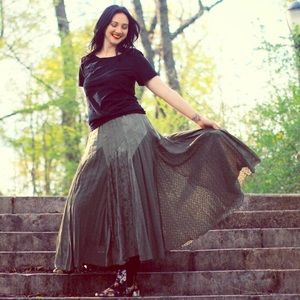 Whimsical Green Twirling Skirt